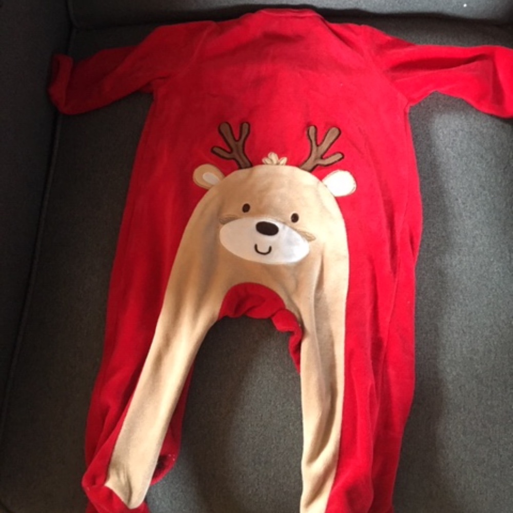 Little Me Baby Boy Holiday Reindeer Footie